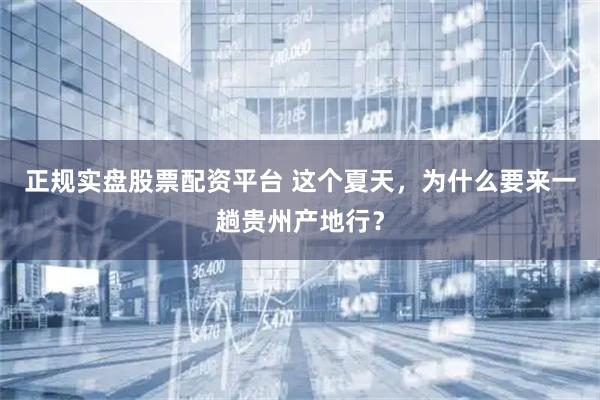 正规实盘股票配资平台 这个夏天，为什么要来一趟贵州产地行？